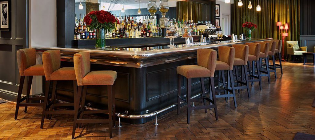 Bar with bar stools