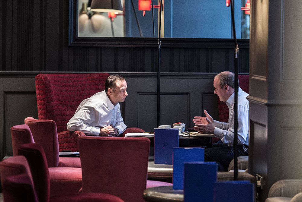 A drink and a discussion of the day's event