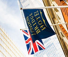 London Bridge Hotel and Union Jack flags